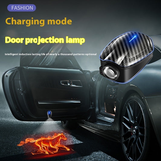 Carbon Fiber Pattern Lamp Car Infrared Induction Wireless Door Light