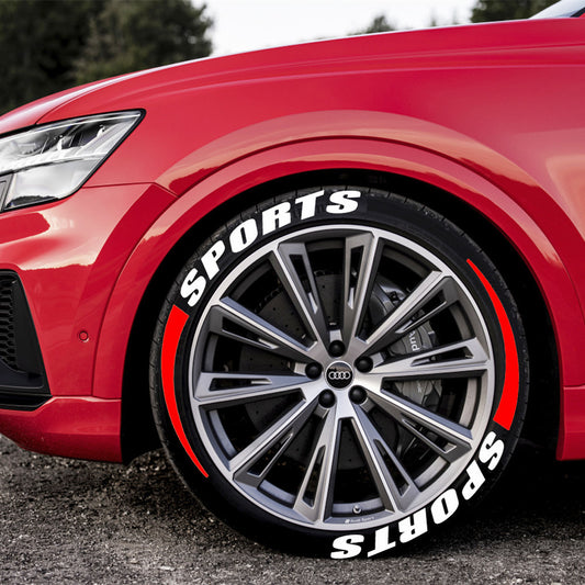 SPORTS Car Tire Letter Sticker Pvc Rubber