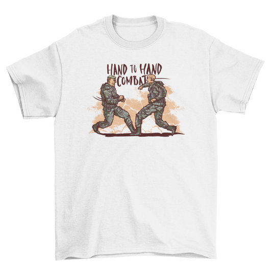 Military Fight Clothing War graphic t-shirt Army men quote "Hand to