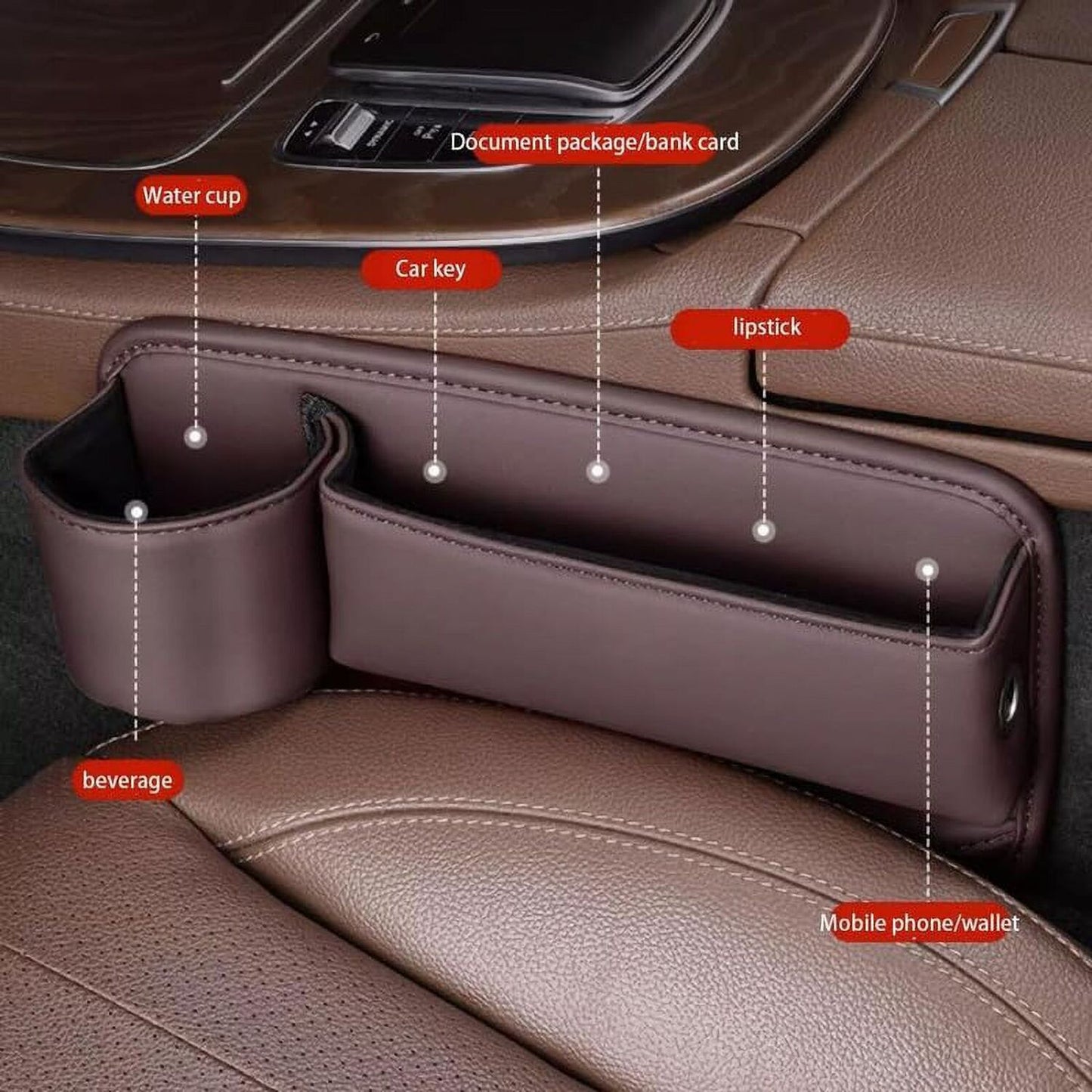 Car Seat Gap Storage, New Upgraded Car Seat Storage Box With Cup Holder