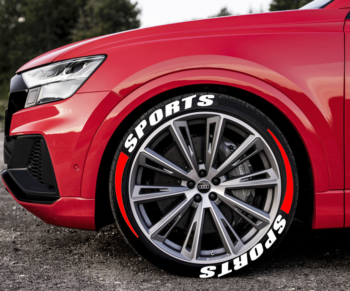 SPORTS Car Tire Letter Sticker Pvc Rubber