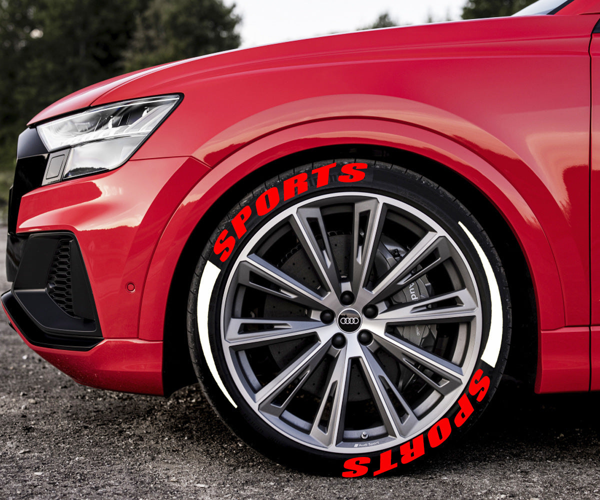 SPORTS Car Tire Letter Sticker Pvc Rubber