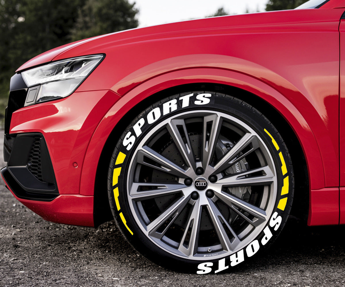 SPORTS Car Tire Letter Sticker Pvc Rubber