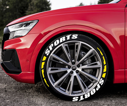 SPORTS Car Tire Letter Sticker Pvc Rubber