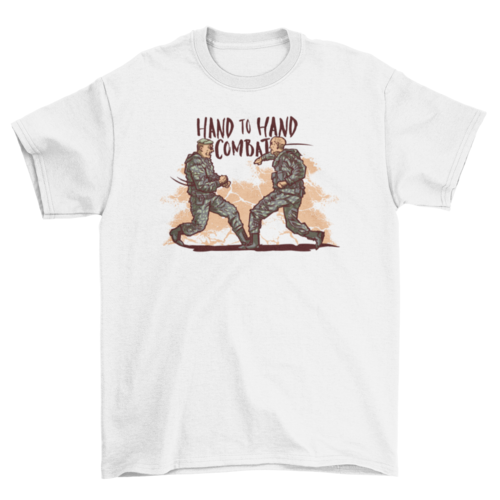 Military Fight Clothing War graphic t-shirt Army men quote "Hand to
