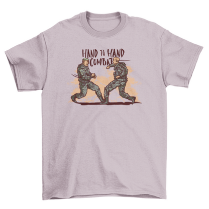 Military Fight Clothing War graphic t-shirt Army men quote "Hand to