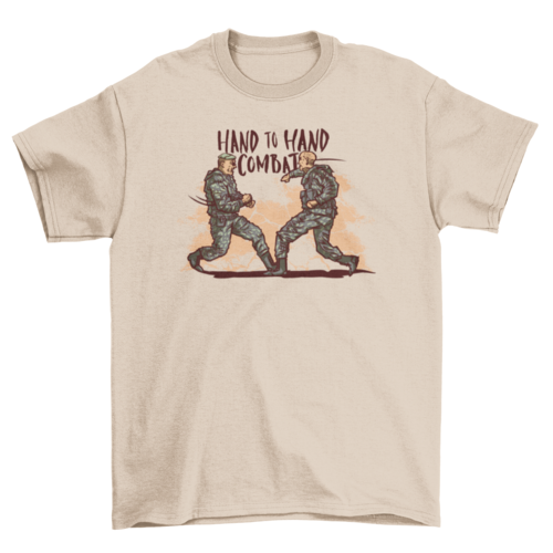 Military Fight Clothing War graphic t-shirt Army men quote "Hand to