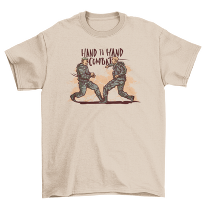 Military Fight Clothing War graphic t-shirt Army men quote "Hand to