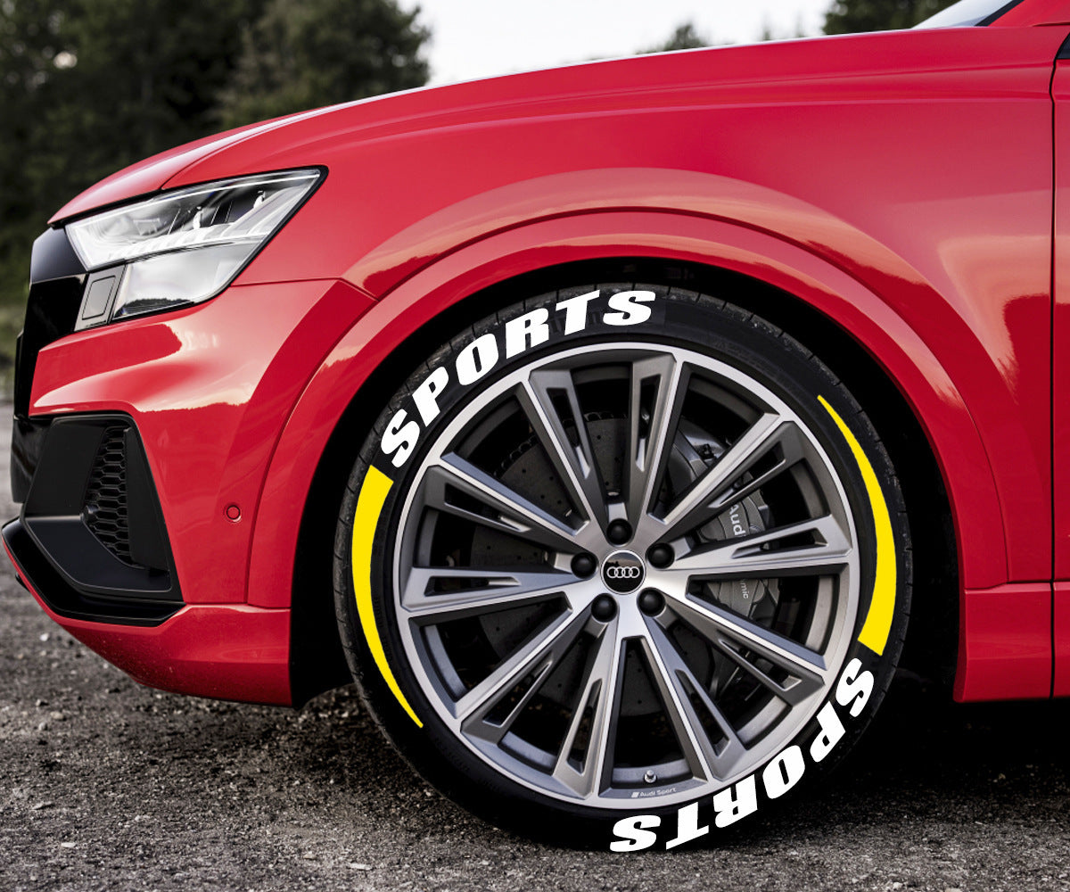SPORTS Car Tire Letter Sticker Pvc Rubber
